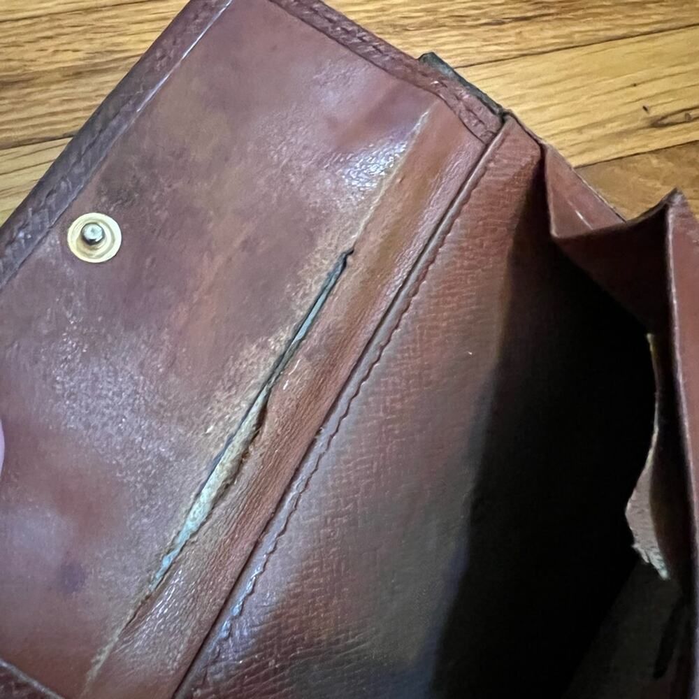 Louis Vuitton vintage canvas leather print unisex wallet brown house web - Picture 6 of 9